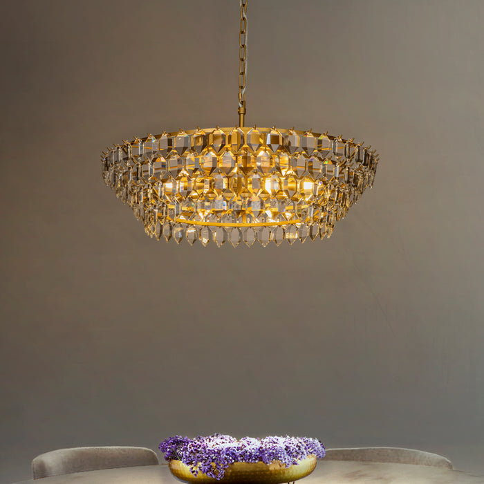 8 Light Luxury Tier Painted Brass Decor Crystal Chandelier