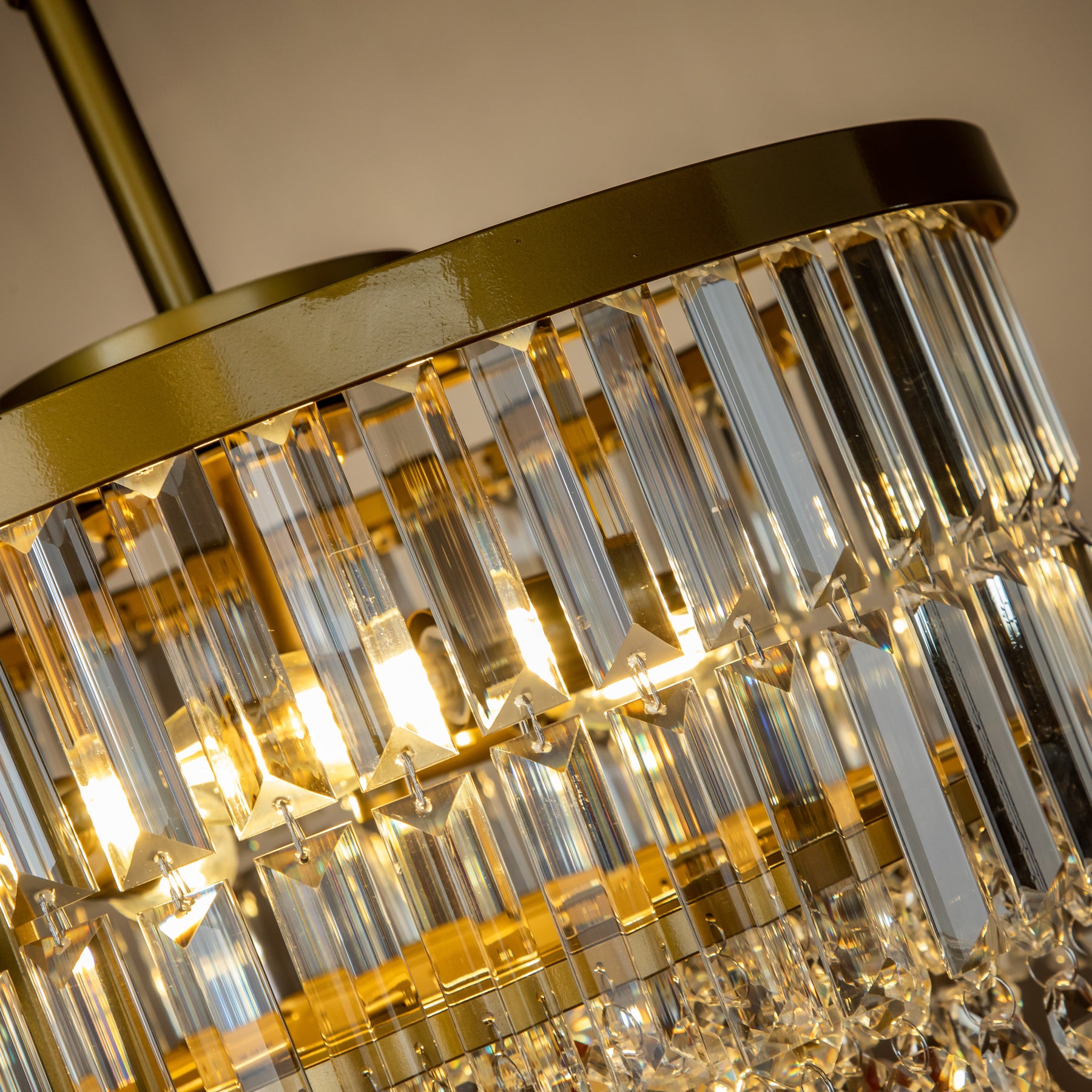 Luxury Tier Antique Brass Crystal Chandelier