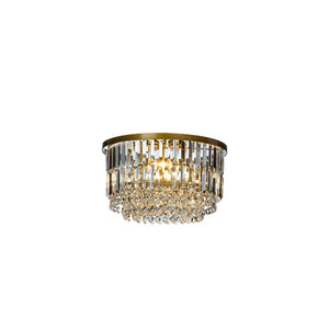 3 Light Unique Luxury Tier Antique Brass Crystal Flush Mount Light