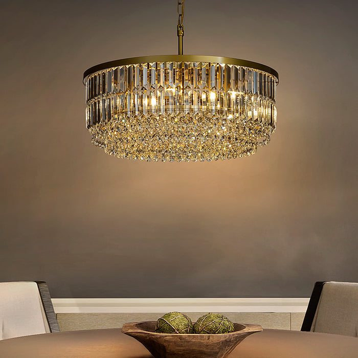 5 Light 24" Antique Brass Luxury Tier Crystal Chandelier