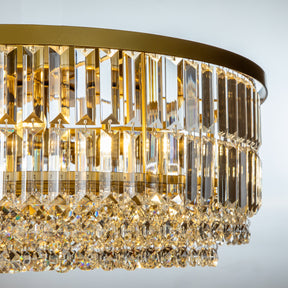 Luxury Antique Brass Crystal Flush Mount Light