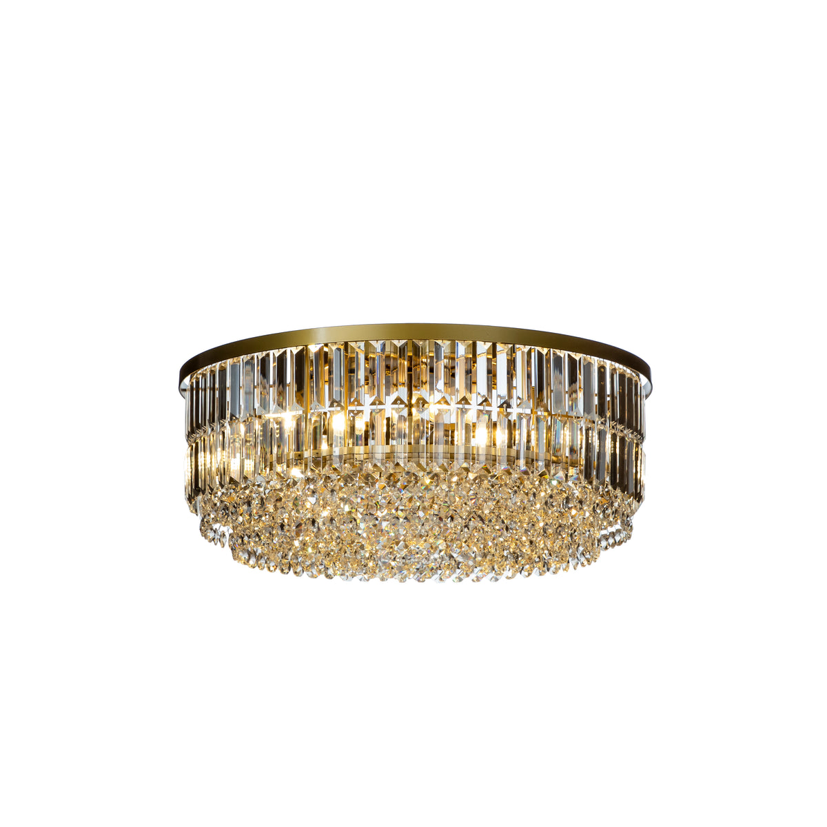 Luxury Antique Brass Crystal Flush Mount Light