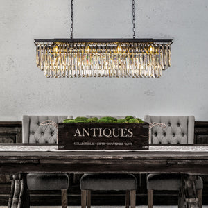 12-Light Contemporary Crystal Chandelier for Dining Room with Crystal Accents