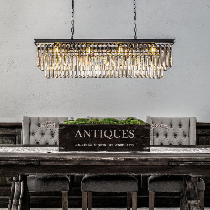 12-Light Contemporary Crystal Chandelier for Dining Room with Crystal Accents