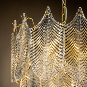 Open Box-Contemporary Brass Chandelier with Glass Accents
