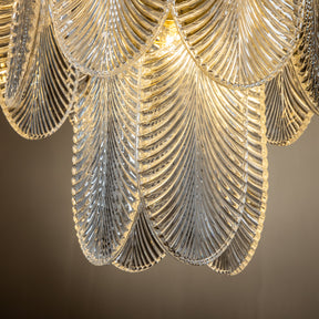 Open Box-Contemporary Brass Chandelier with Glass Accents