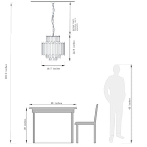 Luxe Stainless Steel Chandelier with Smoke Crystals