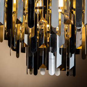 Luxe Stainless Steel Chandelier with Smoke Crystals