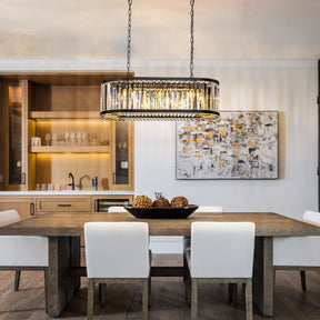 Modern Rectangular Crystal Chandelier in Matte Black