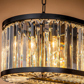 Modern Rectangular Crystal Chandelier in Matte Black