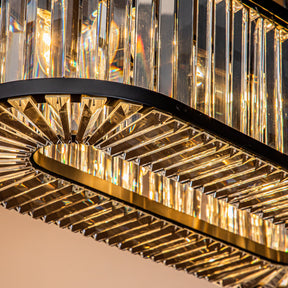 Modern Rectangular Crystal Chandelier in Matte Black