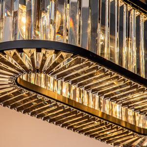 8-Light Black Finish Modern Chandelier for Dining Room with Wrought Iron And Crystal Accents