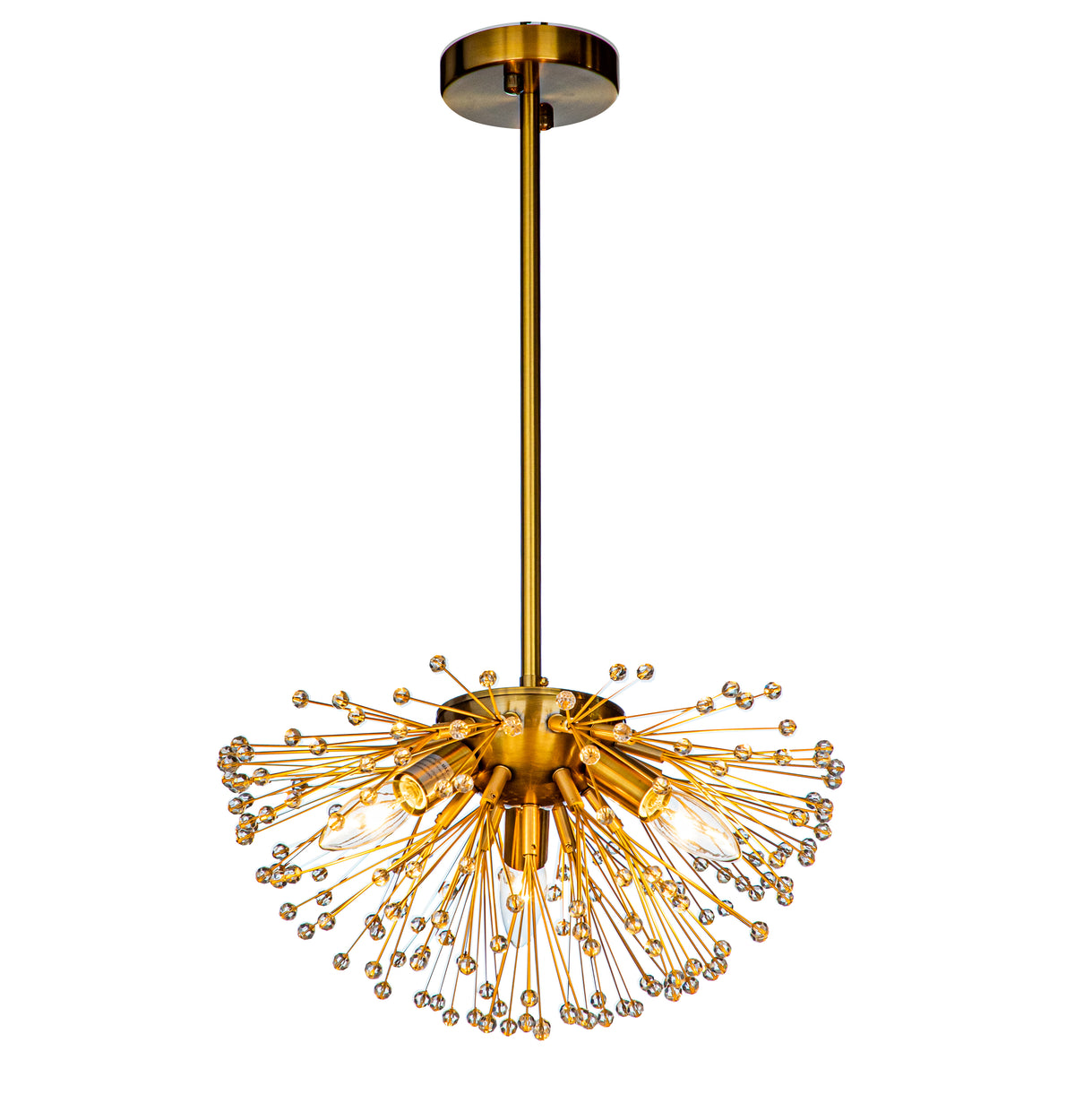 OPEN BOX-Antique Gold Crystal Beaded Firefly Chandelier