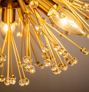 3-Light Crystal Beaded Glowworm Firefly Sputnik Chandelier In Antique Gold