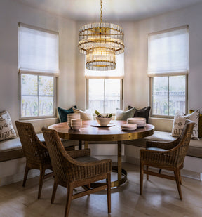 Modern Antique Gold Two-Tiered Glass Chandelier