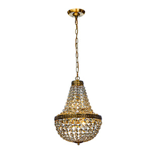 4-Light Vintage And Glam Crystal Empire Chandelier in Antique Gold