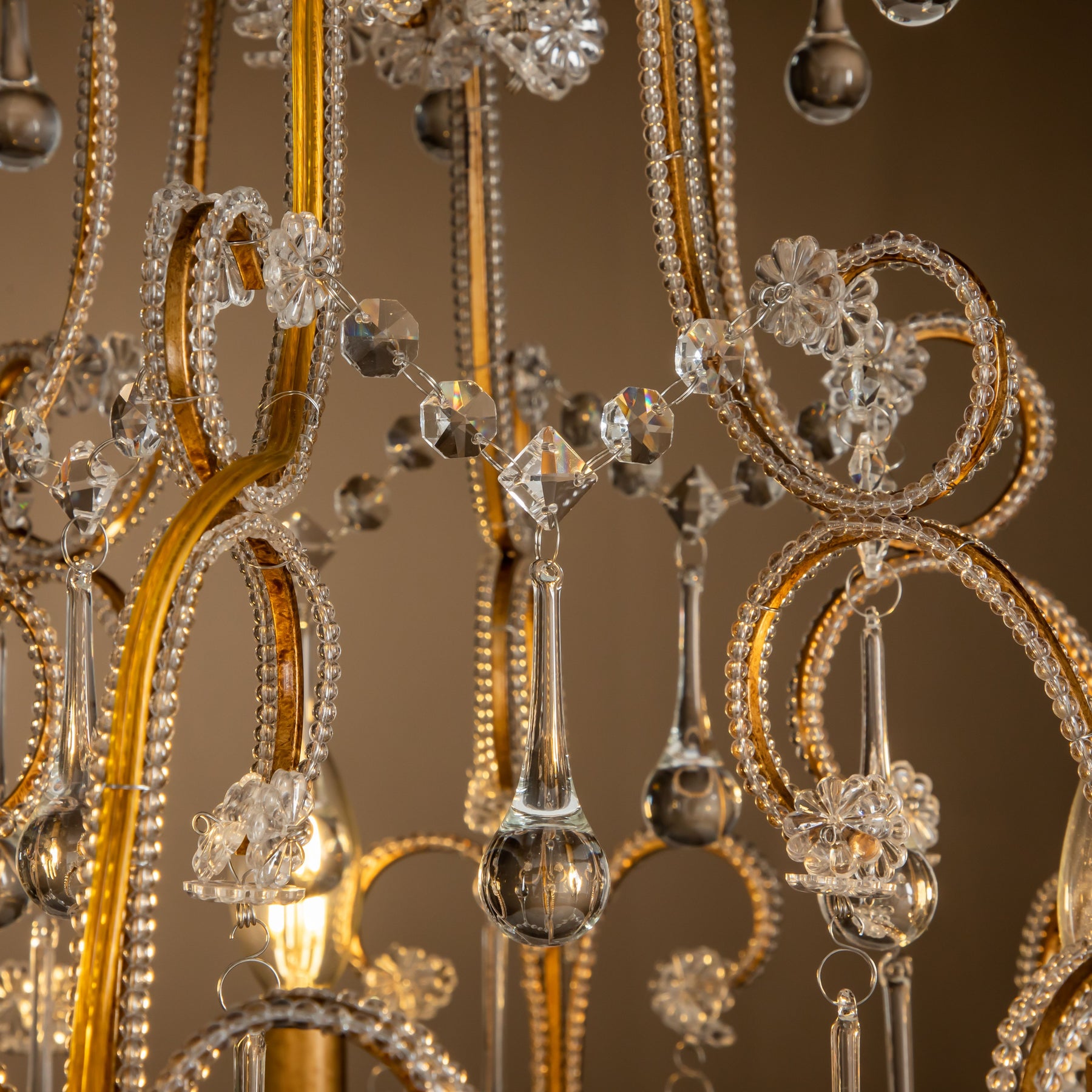 Traditional Candle Style Chandelier with Glass Droplets
