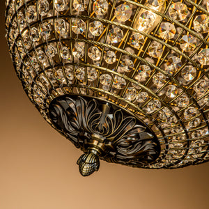 3-Light 16" Retro Antique Gold Crystal Globe Chandelier Small Sphere Pendant Light