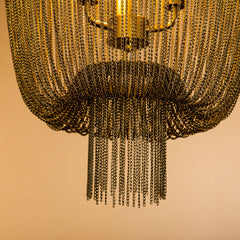3-Light Modern Metal Chain Tassel Chandelier Farmhouse Chainmail Chandeliers