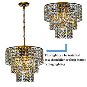 OPEN BOX-Antique Gold Cone Ceiling Light with Clear Crystal Beads