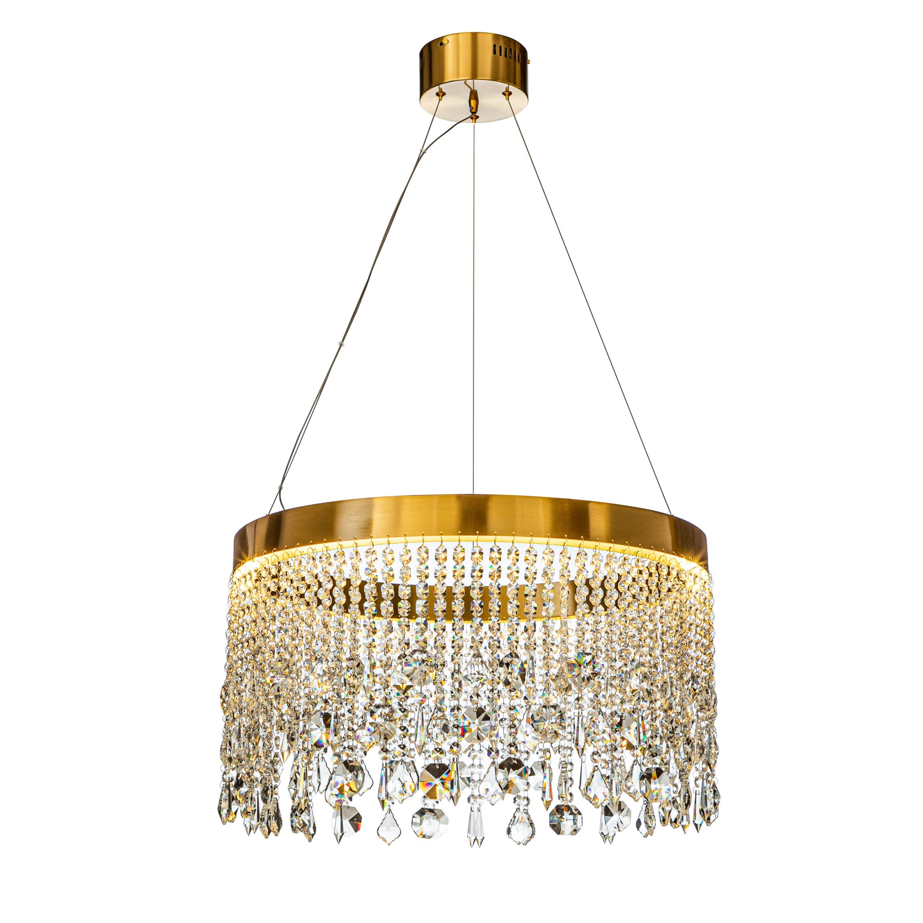 Gold And Round Modern Led Linear Crystal Raindrop Chandelier