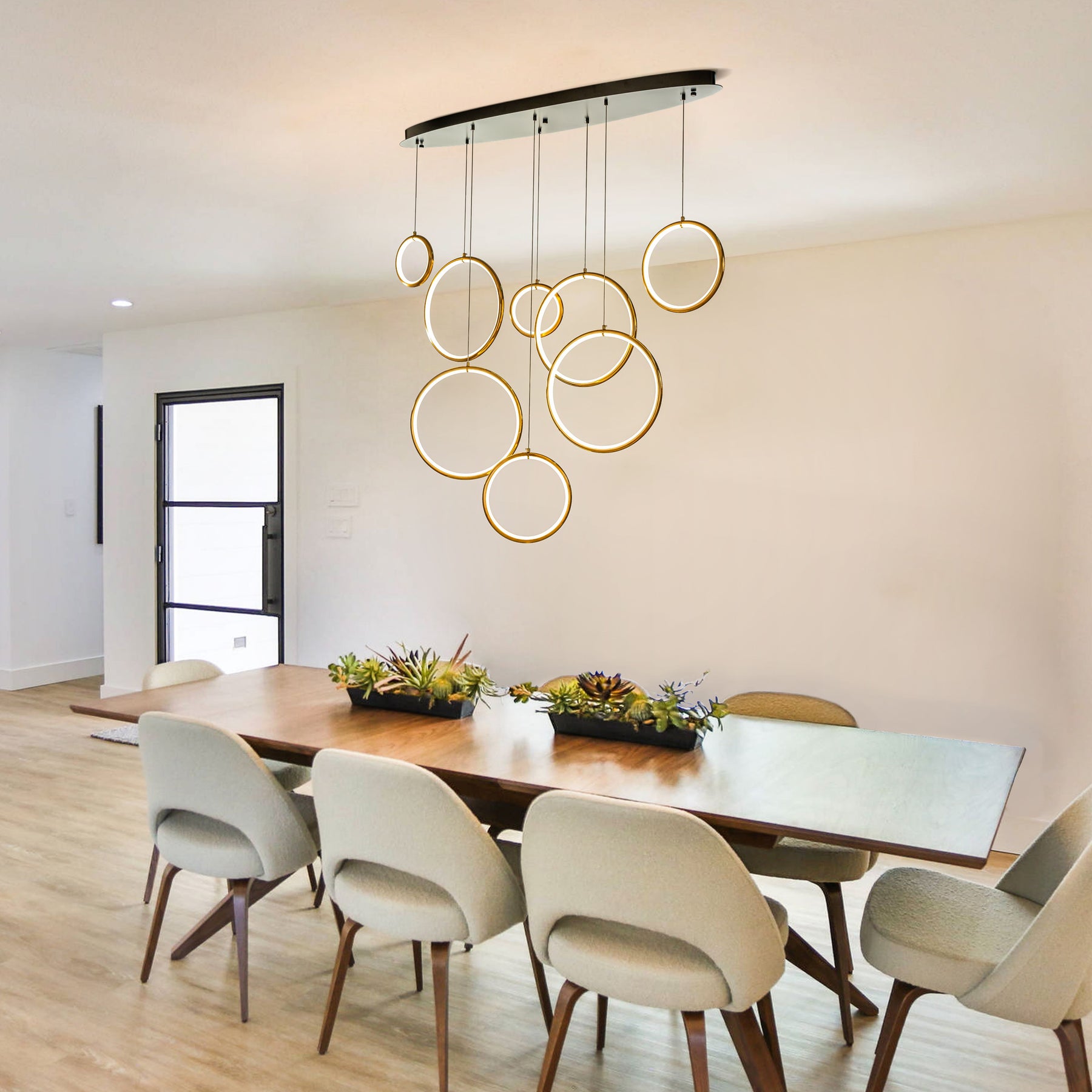 Open Box-Modern Soft Gold Circular Ring-Shaped LED Chandelier