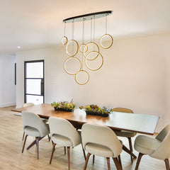 Modern Soft Gold Circular Ring-Shaped LED Chandelier For Kitchen Island And Dining Room
