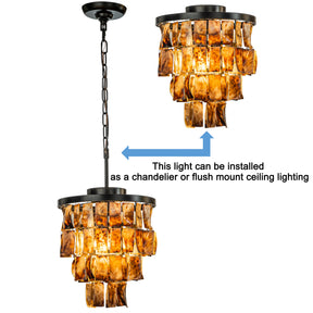 OPEN BOX-Mini Farmhouse Capiz Shell Tiered Chandelier