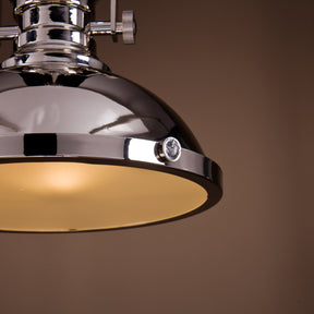 Industrial Polished Nickel Dome Pendant Light for Kitchen Island