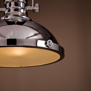 1-Light 13" Modern Industrial Polished Nickel Single Dome Pendant Light For Kitchen Island