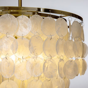 Antique Gold Coastal Capiz Seashells Chandelier
