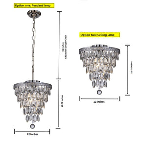 Modern Tiered Crystal Chandelier in Chrome