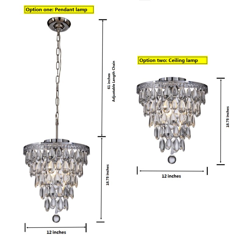 Modern Tiered Crystal Chandelier in Chrome