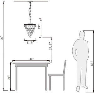 3-Light Unique Wrought Iron Accents Tiered Chandelier