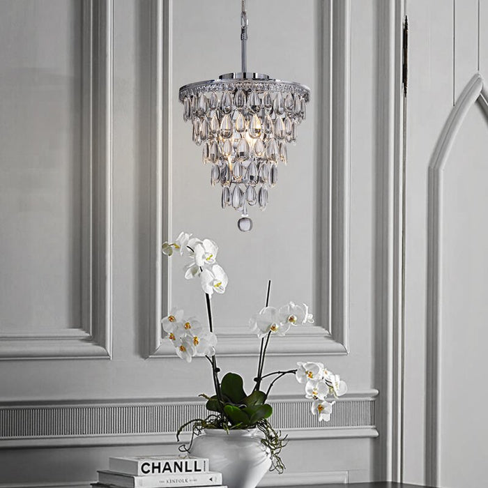 3-Light Unique Wrought Iron Accents Tiered Chandelier