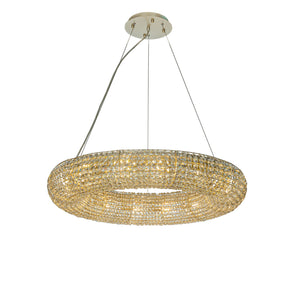 14-Light 31 inch Unique/Statement Soft Gold Wagon Wheel Chandelier With Crystal Beads Accents