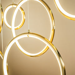 Modern Soft Gold Circular Ring-Shaped LED Chandelier For Kitchen Island And Dining Room