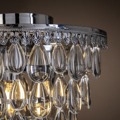 3-Lights Chrome Teardrop Glass Flush Mount 12"  Tiered Ceiling light
