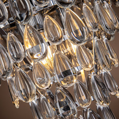 3-Lights Chrome Teardrop Glass Flush Mount 12"  Tiered Ceiling light