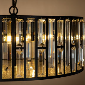 Modern Black Crystal Drum Chandelier