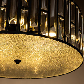 Modern Black Crystal Drum Chandelier