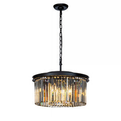 9 - Light Unique Drum Chandelier with Wrought Iron Accents