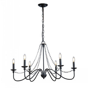 OPEN BOX-Candle Style Traditional Classic Crystal Chandelier in Matte Black