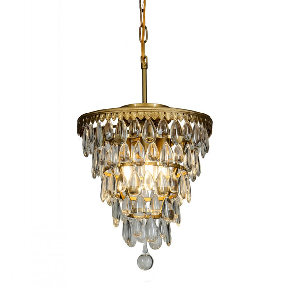 3 - Light Unique Tiered Chandelier with Wrought Iron Accents