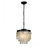 Matte Black Coastal Capiz Shell Chandelier