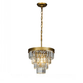 Modern Tiered Crystal Chandelier in Antique Gold