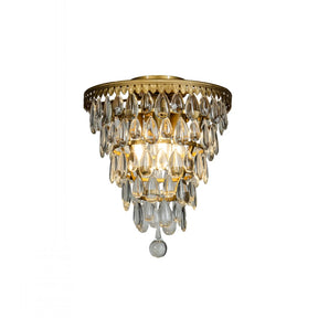 Modern Tiered Crystal Chandelier in Antique Gold