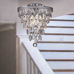 3-Lights Chrome Teardrop Glass Flush Mount 12"  Tiered Ceiling light