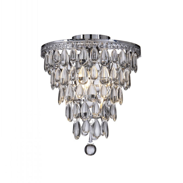 3-Lights Chrome Teardrop Glass Flush Mount 12"  Tiered Ceiling light