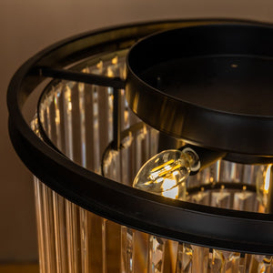 6-Lights Contemporary Matte Black 3-Tier Round Flush Mount Ceiling Light With Crystal Accents